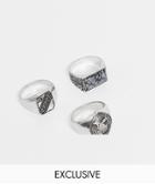 Reclaimed Vintage Inspired Ring Multipack With Stone And Signet-silver