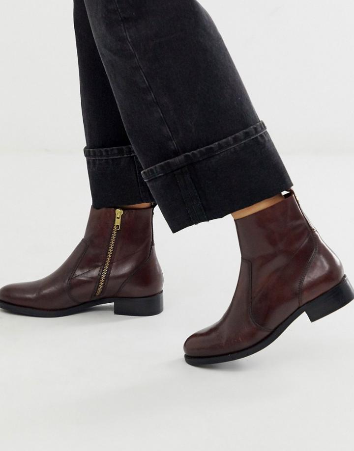 Carvela Leather Flat Ankle Boots-red
