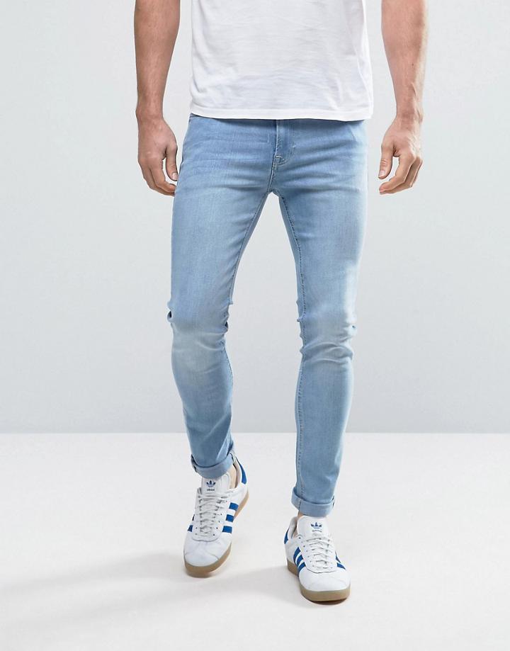 Jack & Jones Intelligence Jeans In Skinny Fit Washed Denim - Blue