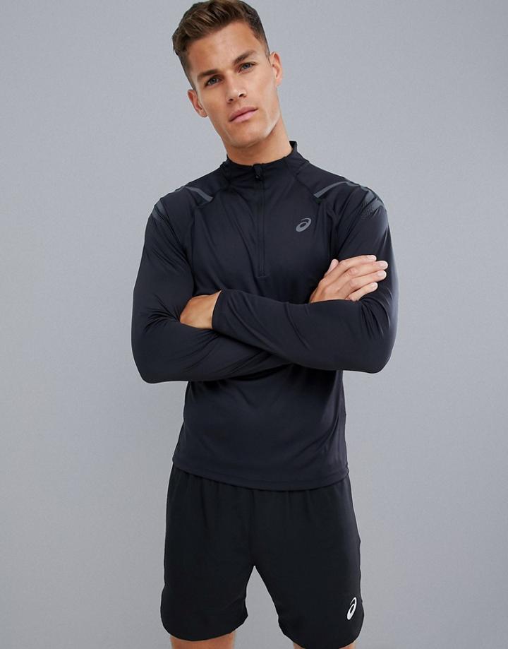 Asics Running Icon 1/4 Zip Sweat In Black - Black