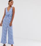 Y.a.s Tall Printed V Neck Culotte Jumpsuit-multi
