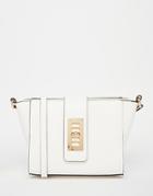 Asos Wing Lock Detail Cross Body Bag - White