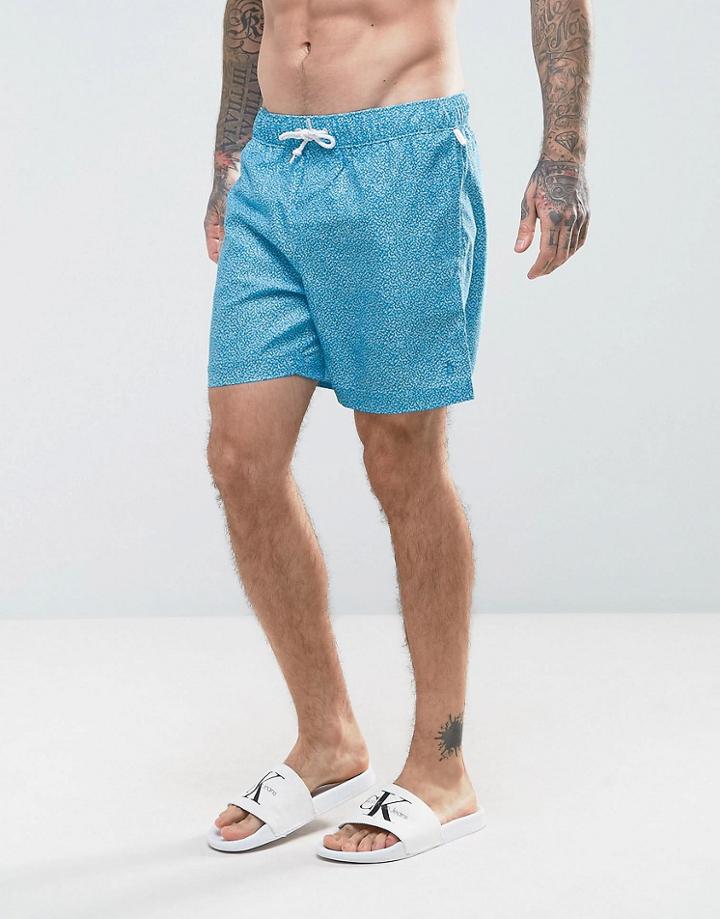 Original Penguin Swim Shorts Floral Print In Blue - Blue
