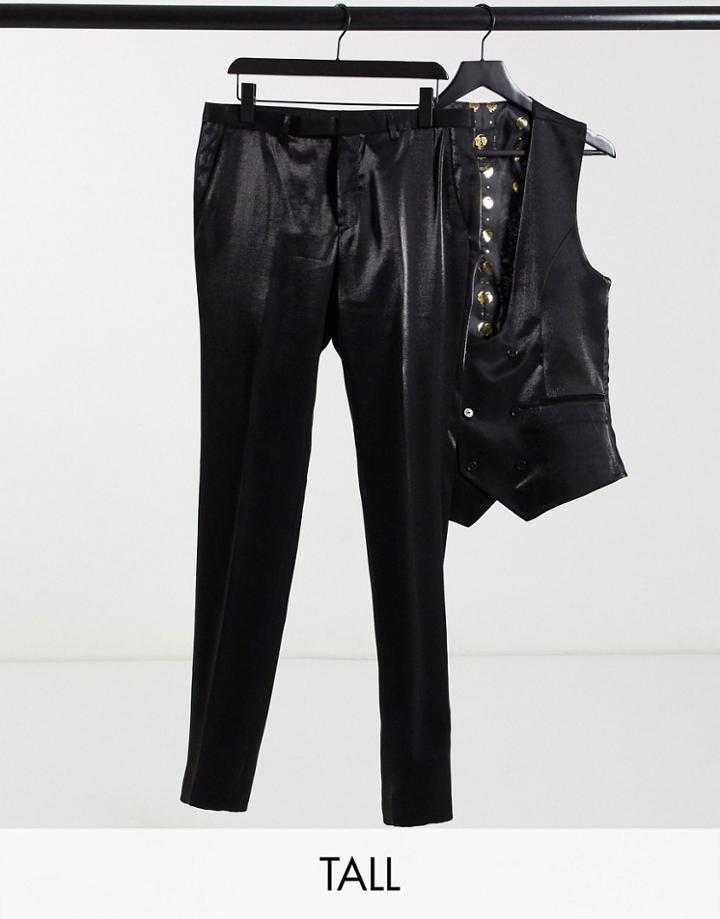 Twisted Tailor Tall Suit Pants In High Shine Black