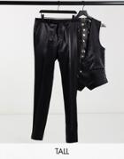 Twisted Tailor Tall Suit Pants In High Shine Black