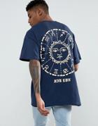 Hnr Ldn Oversized Zodiac Back Print T-shirt - Navy