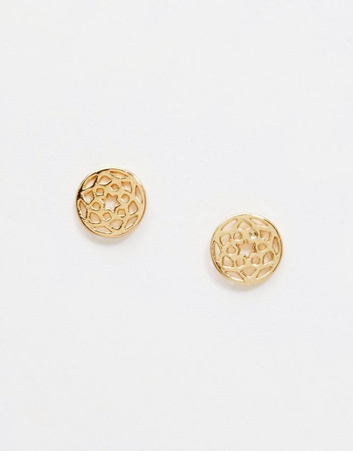 Orelia Cut Out Coin Stud Earrings - Pale Gold