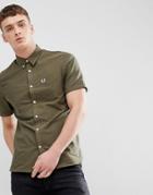 Fred Perry Oxford Short Sleeve Shirt In Khaki - Green