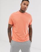 Asos Design Organic Relaxed T-shirt With Crew Neck In Pink-orange