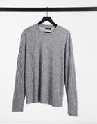 Asos Design Long Sleeve T-shirt With Heavyweight Twisted Rib-grey