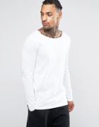 Asos Long Sleeve T-shirt With Boat Neck In White - White
