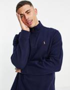 Polo Ralph Lauren Icon Logo Half Zip Sweatshirt In Navy