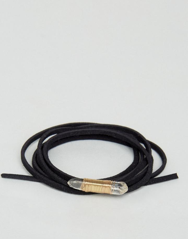 Asos Wrapped Stone Bracelet - Black