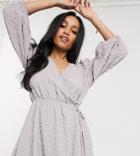 Y.a.s Petite Wrap Dress In Textured Gray-multi