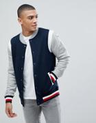 Tommy Hilfiger Stan Varsity Sweat Bomber Jacket Sweatshirt In Navy - Navy