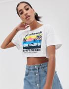 Noisy May Cropped California Logo Tee-white