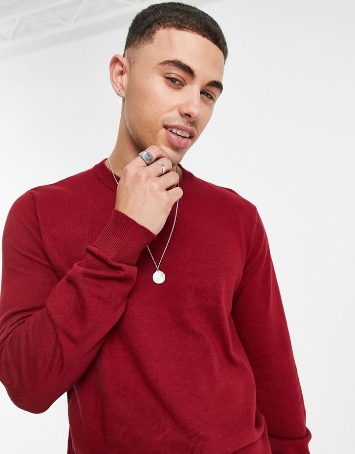 Threadbare Cotton Crew Neck Sweater In Bloodstone-red