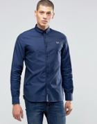 Fred Perry Oxford Shirt With Logo In Navy In Slim Fit - Navy