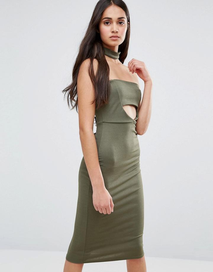 Daisy Street Strapless Bodycon Dress - Green