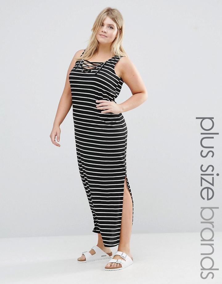 Junarose Sleeveless Lace Up Jersey Maxi Dress - Black