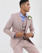 Asos Design Wedding Skinny Suit Jacket In Mink - Purple