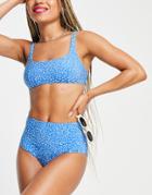 & Other Stories Recycled Polka Dot Highwaist Bikini Bottoms In Blue-blues