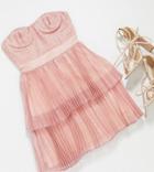 Collective The Label Petite Tiered Metallic Mini Dress In Rose Gold