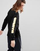 Diamond Supply Long Sleeve T-shirt With Worldwide Back Print In Black - Black