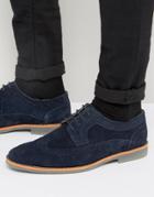 Silver Street Lombard Brogues In Navy Suede - Blue