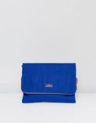 Faith Pringle Electric Blue Foldover Clutch Bag - Blue