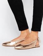London Rebel Tieback Point Flat Shoes - Copper