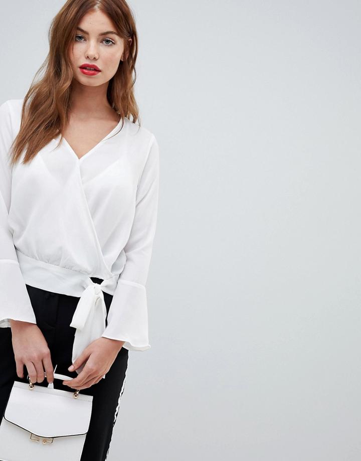 Brave Soul Sweet Wrap Front Blouse - Black