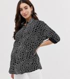 Asos Design Maternity Long Sleeve Shirt In Crocodile Animal Print - Multi