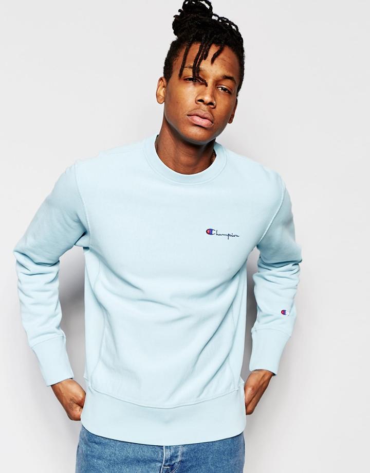 Champion Sweatshirt With Small Script Logo - Blue