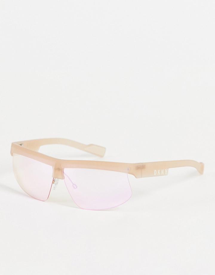Dkny Sport Sunglasses With Holographic Lenses In Beige-neutral