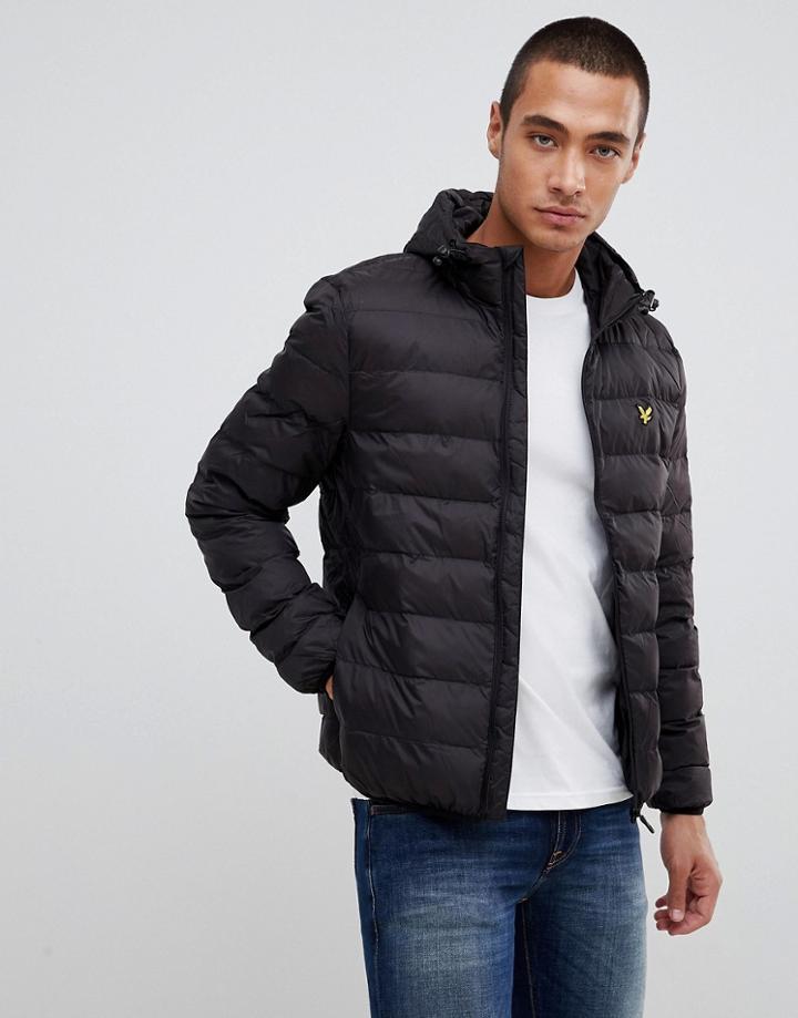Lyle & Scott Lightweight Puffer Jacket In Black - Black