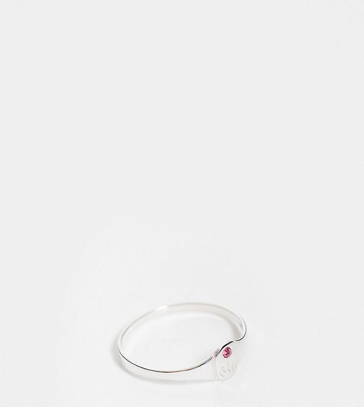 Kingsley Ryan Curve October Birthstone Ring In Sterling Silver With Rose Crystal