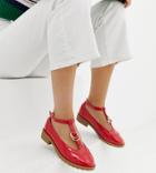 Asos Design Wide Fit Maxy Double Ring Flat Shoes - Red
