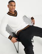 River Island Knitted V Neck Sweater In Ecru-neutral