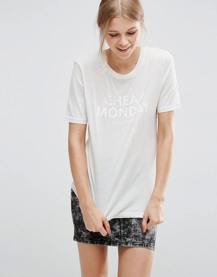 Cheap Monday Break Hot Logo T-shirt In White - White