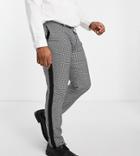 Devils Advocate Plus Checked Skinny Fit Side Stripe Pants-gray