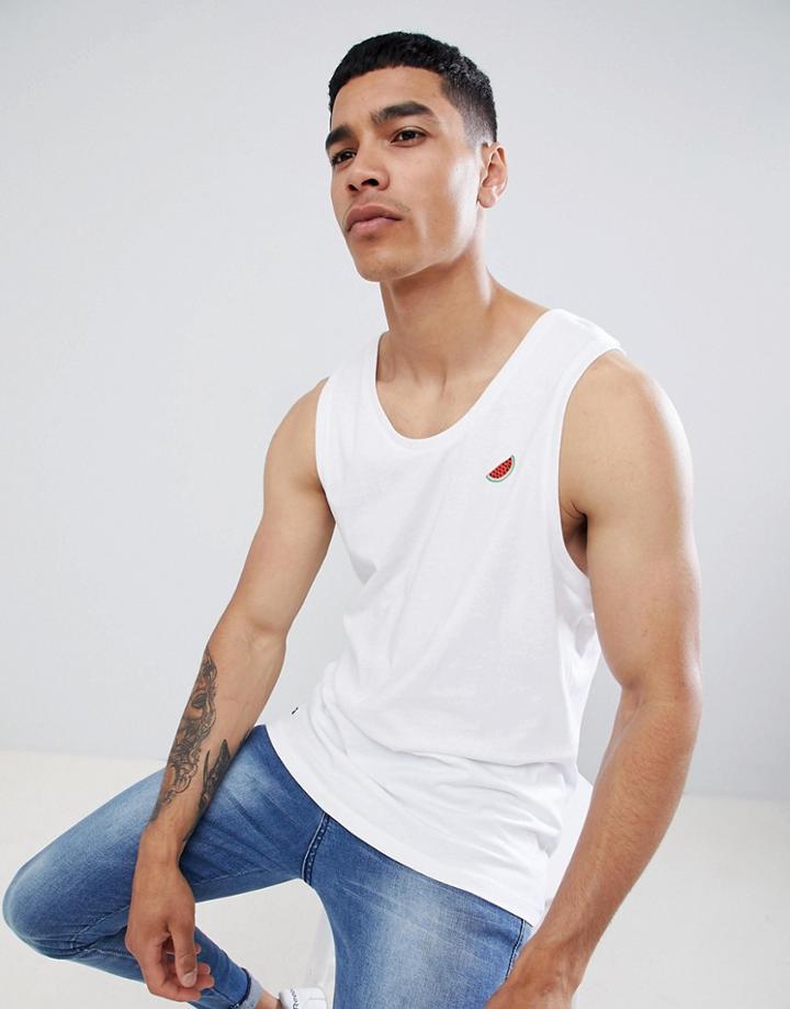 Threadbare Embroidered Melon Tank - White