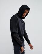 Asos Oversized Hoodie With Double Layer Lace Sleeve - Black