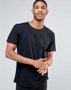 Pull & Bear T-shirt With Distressing In Black - Black