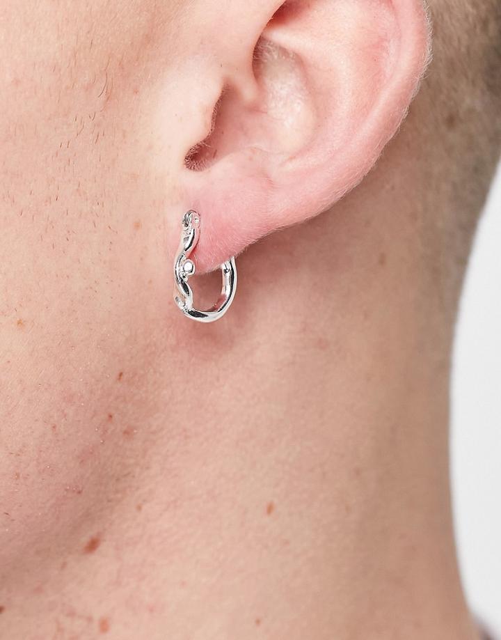 Asos Design Hoop Earrings With Twisted Name In Real Silver Plate
