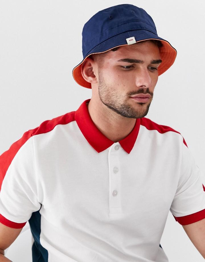 Jack & Jones Bucket Hat In Navy With Contrast Inner