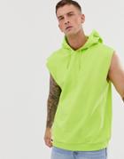 Asos Design Oversized Sleeveless Hoodie In Lime Green
