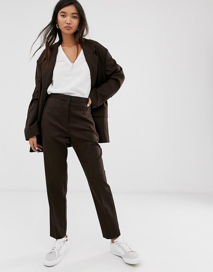 Weekday Tailored Pants In Brown