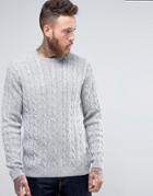 Asos Cable Sweater In Wool Mix - Gray