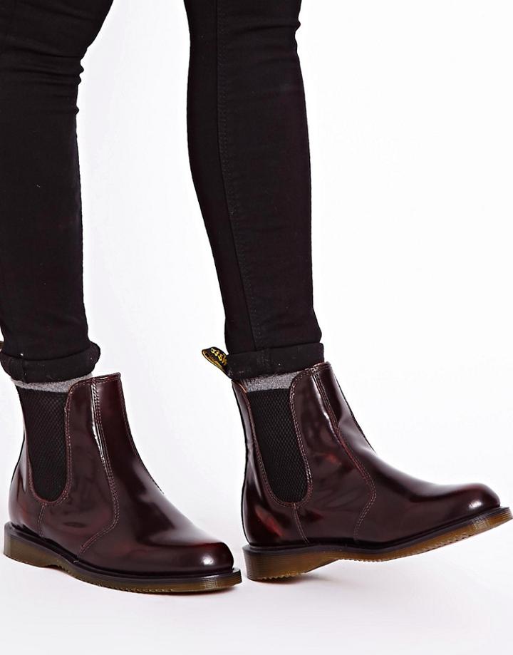 Dr Martens Kensington Flora Burgundy Chelsea Boots - Red